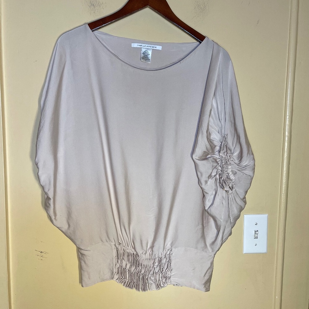 Silk Diane Von Furstenberg Beige Batwing Sleeve Top